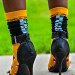 Yellow socks and heels 