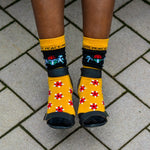 Yellow socks and heels 